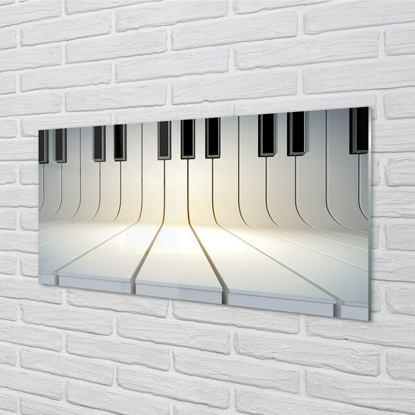 Quadro in vetro Tasti del pianoforte 100x50 cm 2 appendini