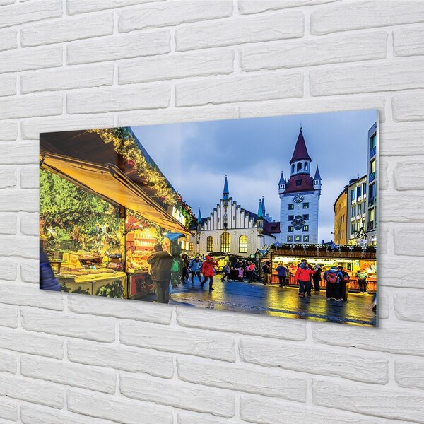 Quadro in vetro Germania vacanze al mercato vecchio 100x50 cm 2 appendini