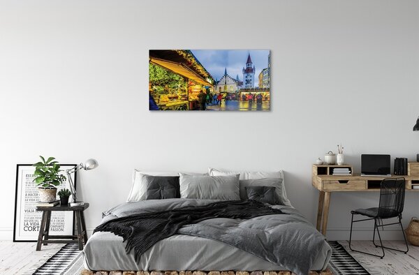 Quadro in vetro Germania vacanze al mercato vecchio 100x50 cm 2 appendini
