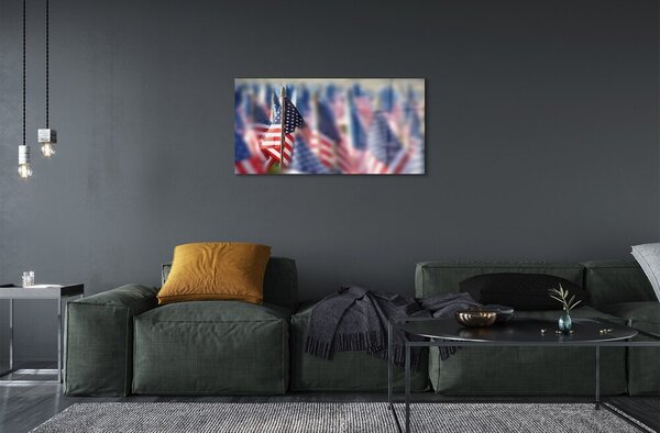 Quadro vetro Bandiera stati uniti 100x50 cm 2 appendini