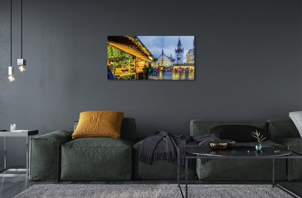 Quadro in vetro Germania vacanze al mercato vecchio 100x50 cm 2 appendini