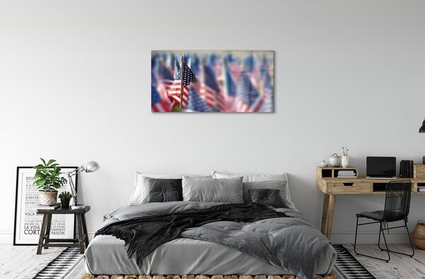 Quadro vetro Bandiera stati uniti 100x50 cm 2 appendini