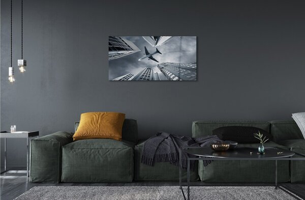 Quadro in vetro Cloud city sky plane 100x50 cm 2 appendini