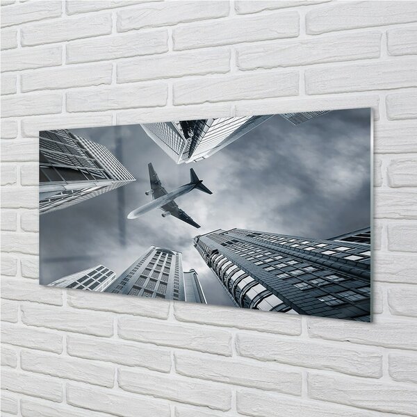 Quadro in vetro Cloud city sky plane 100x50 cm 2 appendini