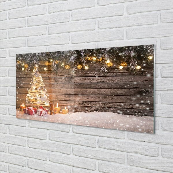 Quadro su vetro Decorazioni di neve per l'albero di natale 100x50 cm 2 appendini