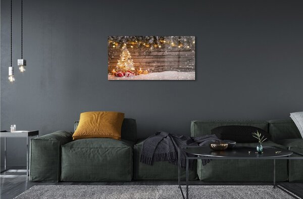 Quadro su vetro Decorazioni di neve per l'albero di natale 100x50 cm 2 appendini