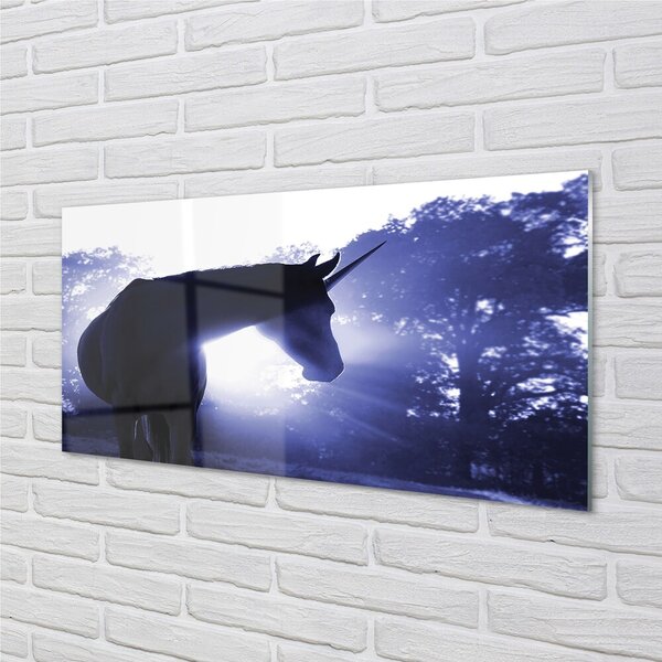 Quadro vetro Foresta di unicorni 100x50 cm 2 appendini