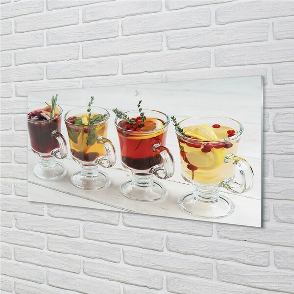 Quadro su vetro Tè invernale alle erbe e alla frutta 100x50 cm 2 appendini