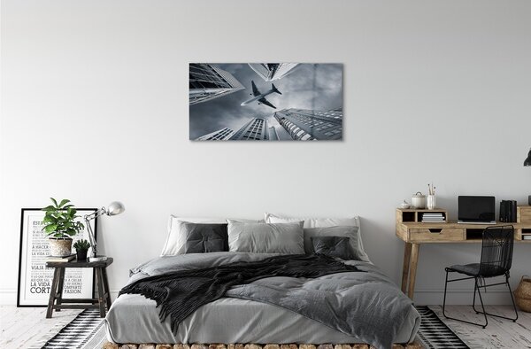 Quadro in vetro Cloud city sky plane 100x50 cm 2 appendini