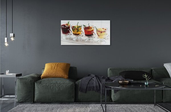 Quadro su vetro Tè invernale alle erbe e alla frutta 100x50 cm 2 appendini