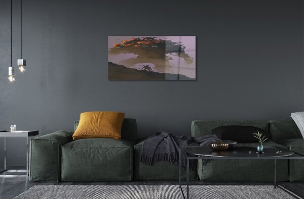 Quadro in vetro Uomo figura spaventosa con teste 100x50 cm 2 appendini
