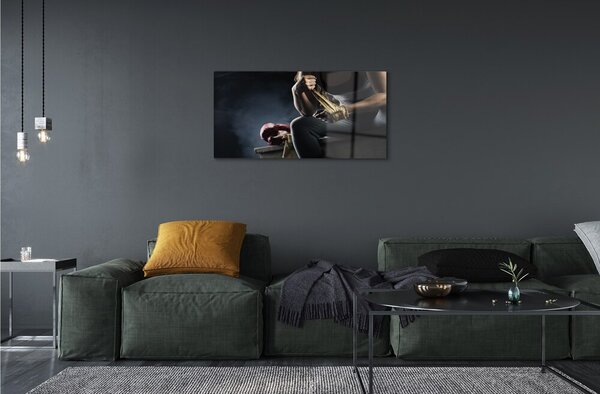 Quadro su vetro Guanto da benda donna 100x50 cm 2 appendini