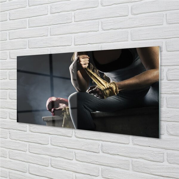 Quadro su vetro Guanto da benda donna 100x50 cm 2 appendini