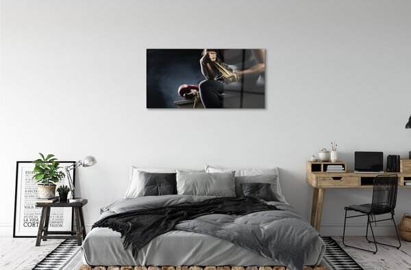 Quadro su vetro Guanto da benda donna 100x50 cm 2 appendini