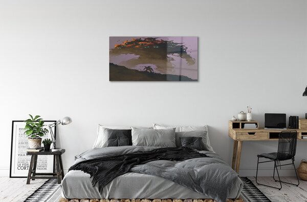 Quadro in vetro Uomo figura spaventosa con teste 100x50 cm 2 appendini