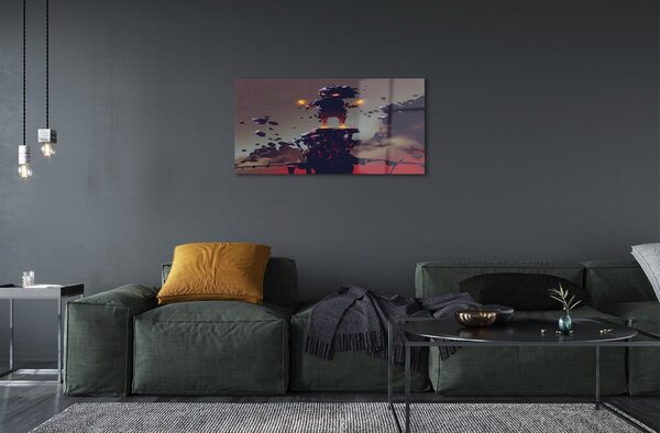 Quadro in vetro Carattere fumo fuoco 100x50 cm 2 appendini