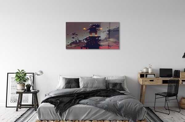 Quadro in vetro Carattere fumo fuoco 100x50 cm 2 appendini