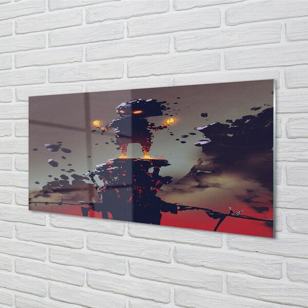 Quadro in vetro Carattere fumo fuoco 100x50 cm 2 appendini