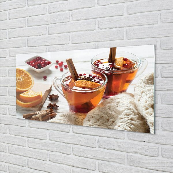 Quadro vetro Tazza da tè invernale 100x50 cm 2 appendini