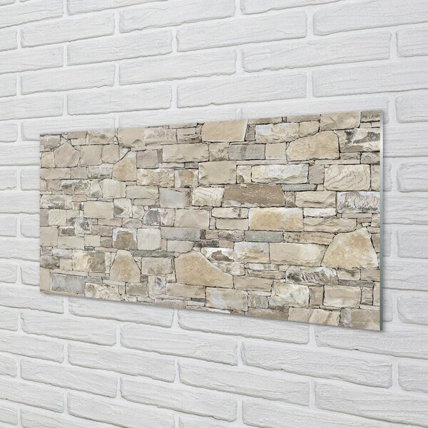 Quadro in vetro Muro di pietra 100x50 cm 2 appendini