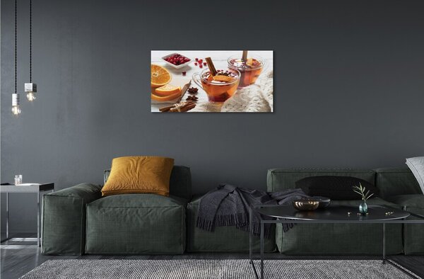 Quadro vetro Tazza da tè invernale 100x50 cm 2 appendini