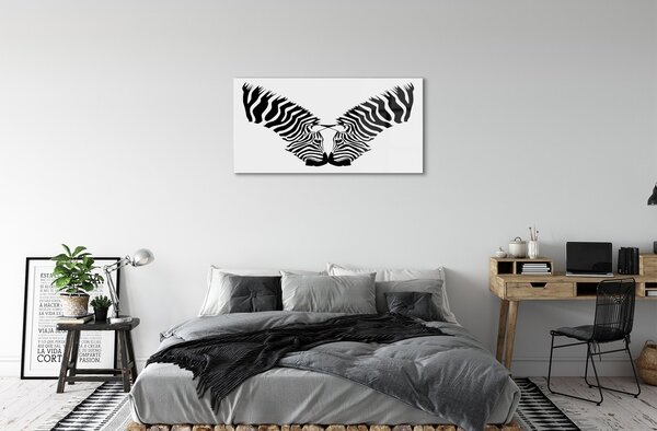 Quadro in vetro Immagine speculare della zebra 100x50 cm 2 appendini