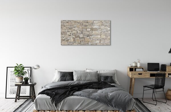 Quadro in vetro Muro di pietra 100x50 cm 2 appendini