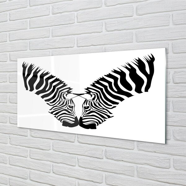 Quadro in vetro Immagine speculare della zebra 100x50 cm 2 appendini
