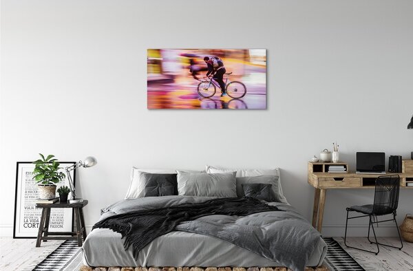 Quadro in vetro Bicicletta leggera uomo 100x50 cm 2 appendini