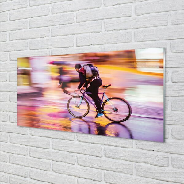 Quadro in vetro Bicicletta leggera uomo 100x50 cm 2 appendini