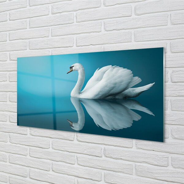 Quadro in vetro Cigno nell'acqua 100x50 cm 2 appendini