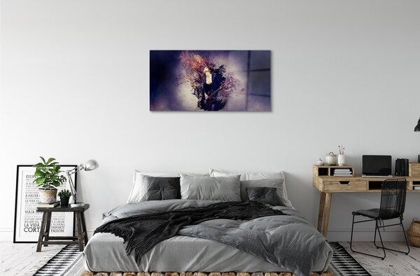 Quadro vetro Note di chitarra femminile 100x50 cm 2 appendini