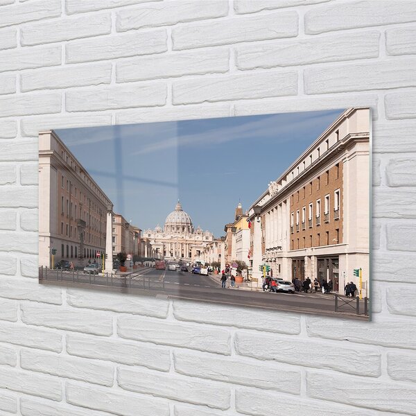 Quadro di vetro Roma cattedrale edifici strade 100x50 cm 2 appendini