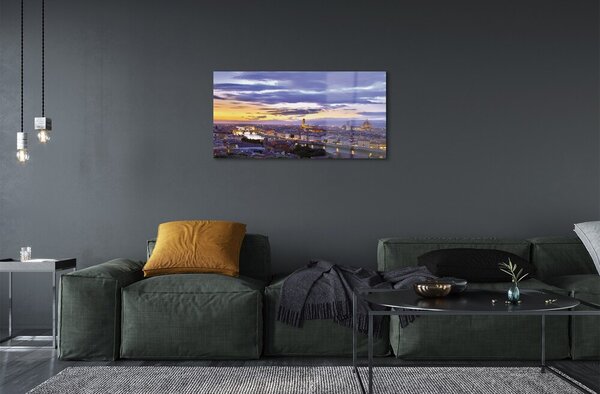 Quadro vetro Tramonto sul fiume italia 100x50 cm 2 appendini