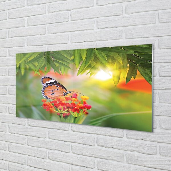 Quadro su vetro Fiori di farfalla colorati 100x50 cm 2 appendini