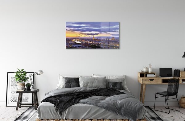Quadro vetro Tramonto sul fiume italia 100x50 cm 2 appendini