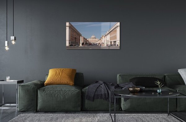Quadro di vetro Roma cattedrale edifici strade 100x50 cm 2 appendini