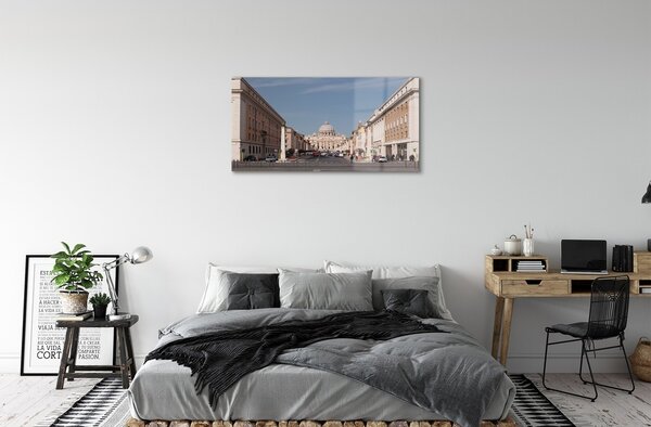 Quadro di vetro Roma cattedrale edifici strade 100x50 cm 2 appendini
