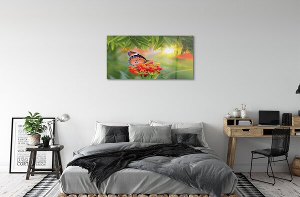 Quadro su vetro Fiori di farfalla colorati 100x50 cm 2 appendini