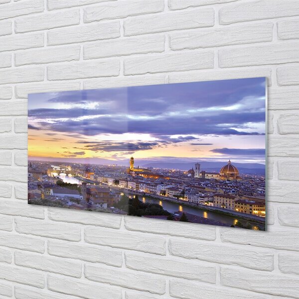 Quadro vetro Tramonto sul fiume italia 100x50 cm 2 appendini