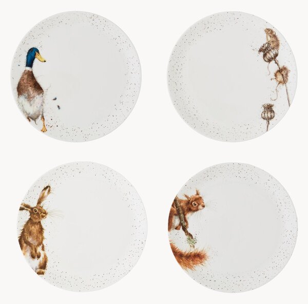 Set di 4 piatti piani Fluffy Friends