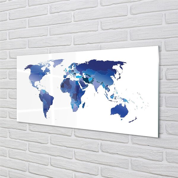 Quadro in vetro Mappa blu 100x50 cm 2 appendini