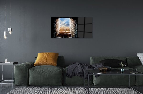 Quadro di vetro Sole della scala 100x50 cm 2 appendini