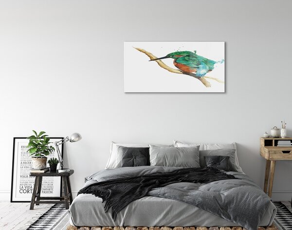 Quadro su vetro Pappagallo dipinto colorato 100x50 cm 2 appendini
