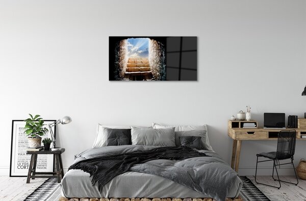 Quadro di vetro Sole della scala 100x50 cm 2 appendini
