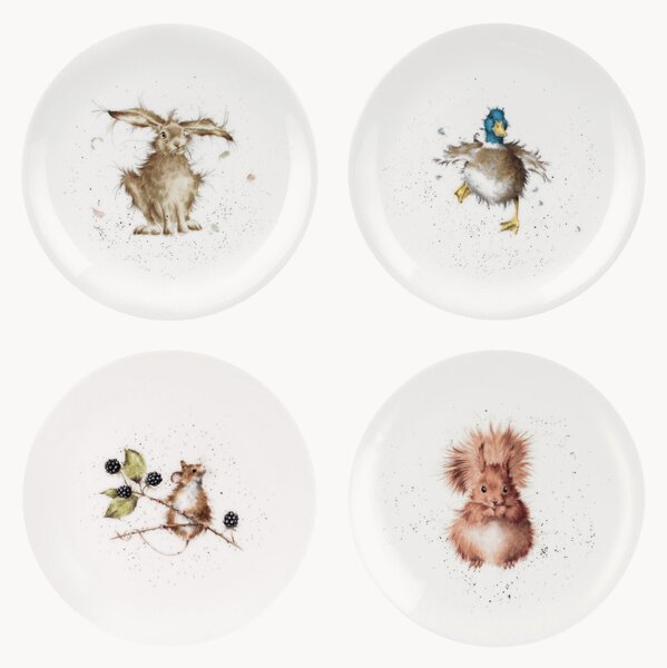 Set di 4 piatti da torta in Fine Bone China Worcester