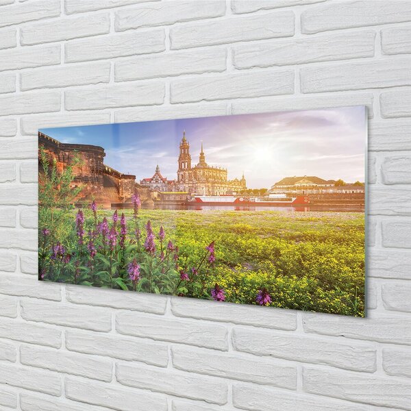 Quadro su vetro Germania alba del fiume 100x50 cm 2 appendini