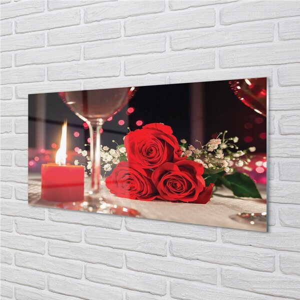 Quadro di vetro Candela in vetro roses 100x50 cm 2 appendini