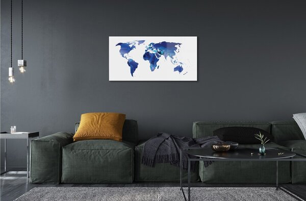 Quadro in vetro Mappa blu 100x50 cm 2 appendini