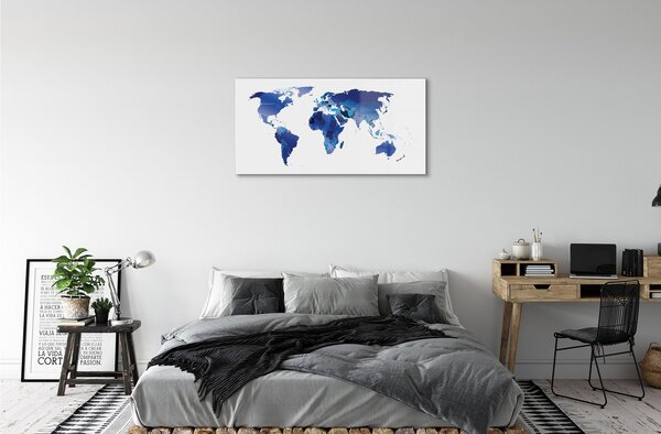 Quadro in vetro Mappa blu 100x50 cm 2 appendini